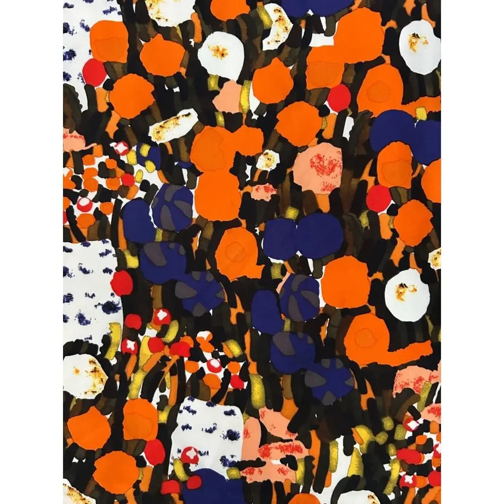 J. Crew Factory Retro Multicolor Abstract Floral 100% Silk Dress, Size 4